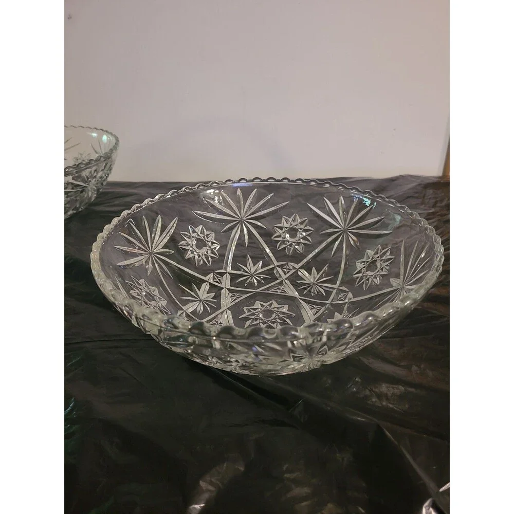 Vtg Anchor Hocking Star of David Serving Bowl 10 3/4